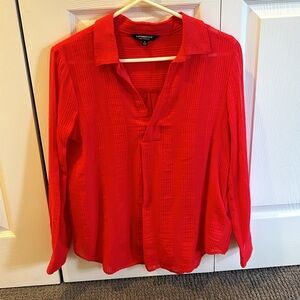 NWT Liverpool Los Angeles Women’s Red Long-Sleeve Collared Blouse S